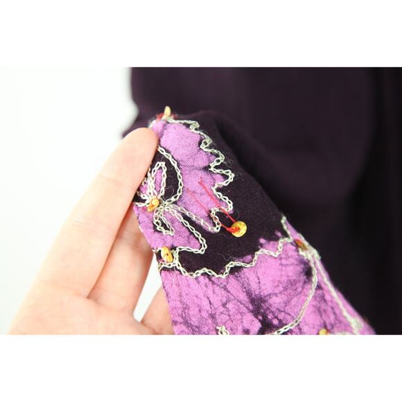 Vintage Tunic Dress Purple Fairy Beaded Festival Whimsigoth Boho Sequin Y2K - Picture 8 of 10